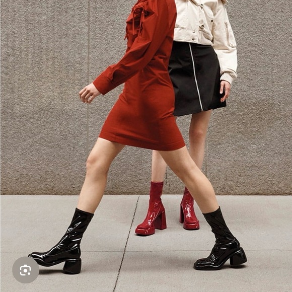 Charles & Keith Patent Black Heeled Boots - Picture 11 of 11